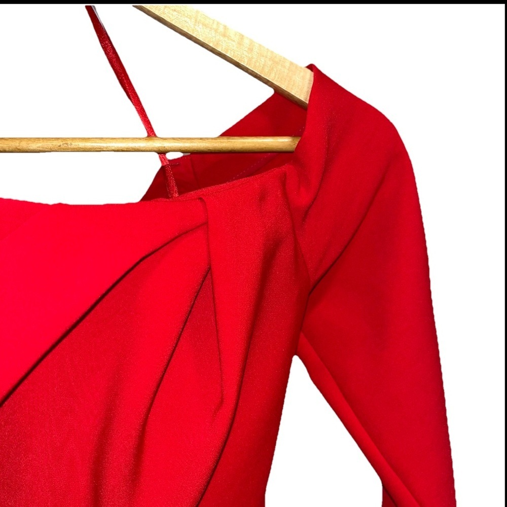 Carolina Herrera Red Off Shoulder Gown Maxi Long Sleeve 0 Formal Wedding NWT - Picture 11 of 16